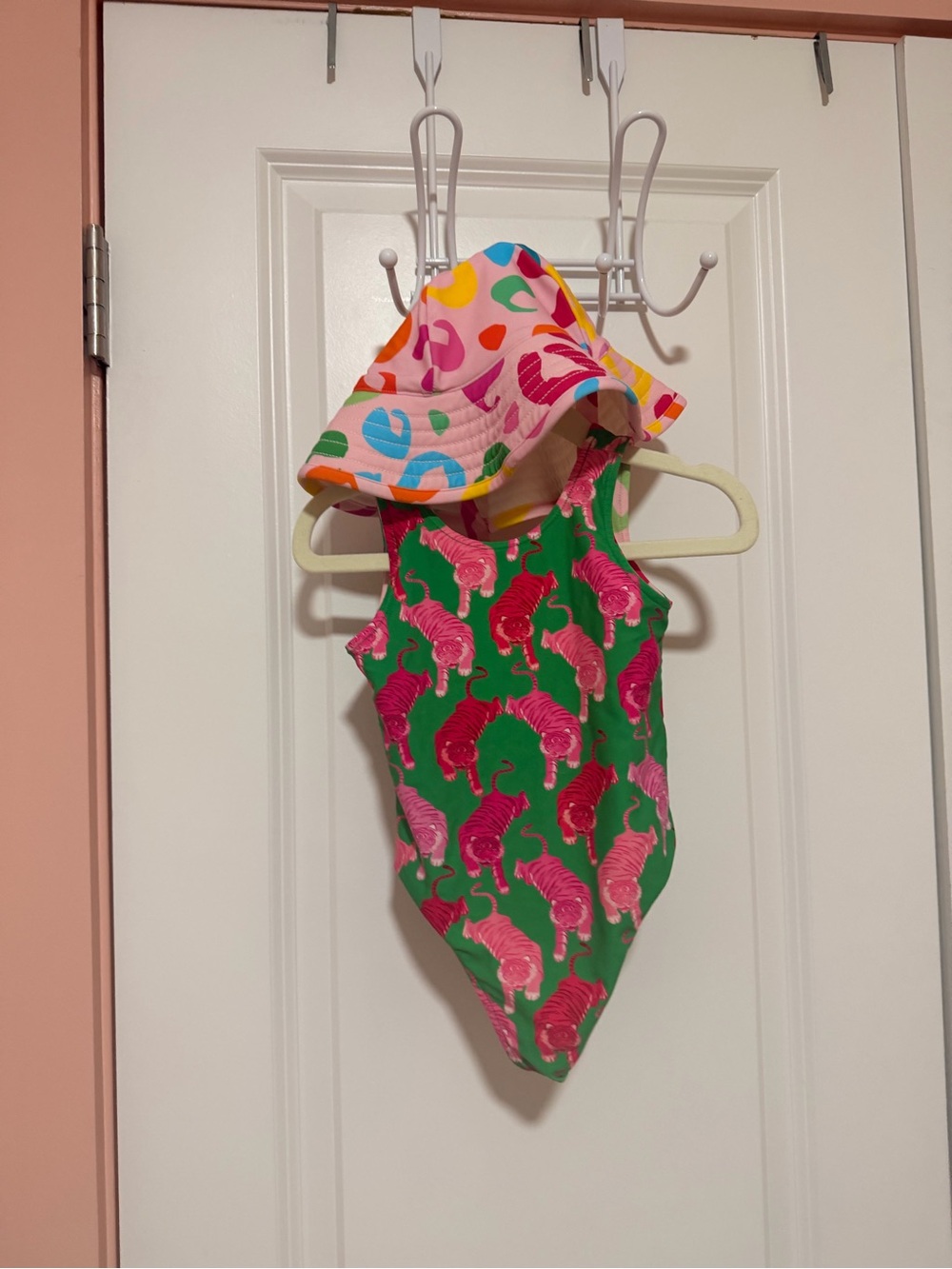 Posh Peanut Reversible One-Piece Swimsuit with Pink Tiger Print & Matching Hat
